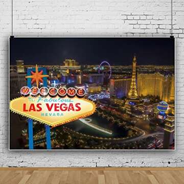 Leyiyi Welcome Las Vegas Night Backdrop 10x8ft Photography Backdrop Sin City Sign Party Decoration Gambling House Backdrop Tourism Traveling Personal Portraits Studio Props