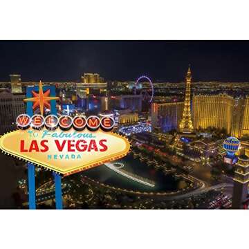 Leyiyi Welcome Las Vegas Night Backdrop 10x8ft Photography Backdrop Sin City Sign Party Decoration Gambling House Backdrop Tourism Traveling Personal Portraits Studio Props