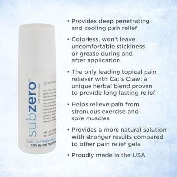 Sub Zero Cooling Pain Relief Gel, 3oz Roll-On - Joint Relief and Nerve Pain Relief Cream for Muscle Deep Pain Relief, Back Pain Relief Products