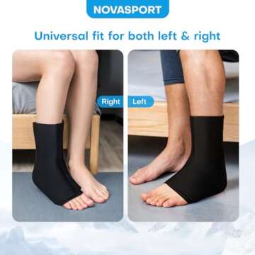 NOVASPORT Ankle Ice Pack for Injuries Reusable Ice & Hot Therapy Premium Hrydra Gel 360° Full Coverage for Sprained Ankle Injuries, Plantar Fasciitis Relief, Achilles Tendonitis-L