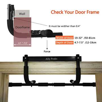 ALLY PEAKS Pull Up Bar Thickened Steel Pipe Super Heavy Duty Steel Frame Upper Workout Bar| Multi-Grip Strength for Doorway | Indoor Chin-Up Bar Fitness Trainer for Home Gym Max Limit 440 lbs