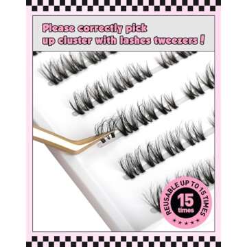 Cluster Lashes Natural Half Lashes Small DIY cluster eyelash extensions Cat Eye Cluster Lashes Wispy Mink Cluster Lash Extensions 3/4 False Eyelashes 7 Pairs