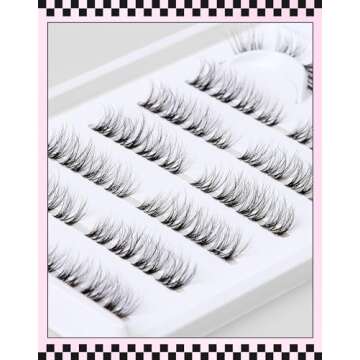 Cluster Lashes Natural Half Lashes Small DIY cluster eyelash extensions Cat Eye Cluster Lashes Wispy Mink Cluster Lash Extensions 3/4 False Eyelashes 7 Pairs