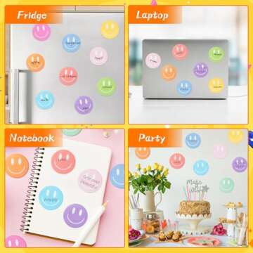 AgincBerry Smile Face Sticky Notes - 30PCS Colorful Preppy Self-Stick Notes Mini Smile Face Memo Pads Creative Smile Face Shaped Notepad Writing Sticky Note for School Office Home Gift Tab Supplies