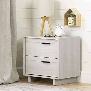 South Shore Fynn 2-Drawer Nightstand, Winter Oak, 16.5D x 22.25W x 22.25H in