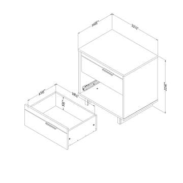 South Shore Fynn 2-Drawer Nightstand, Winter Oak, 16.5D x 22.25W x 22.25H in