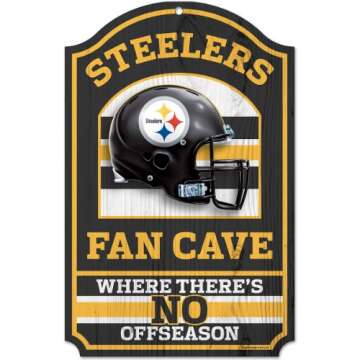 NFL Pittsburgh Steelers Fan Cave Wood Sign, 11" x 17"