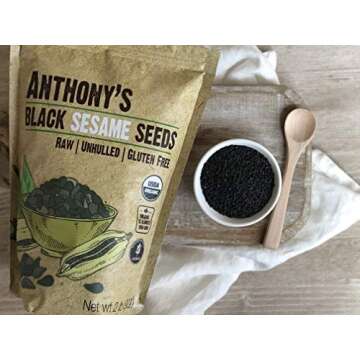 Anthony's Organic Black Sesame Seeds, 2 lb, Raw, Unhulled, Batch Tested & Verified Gluten Free, Keto Friendly