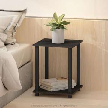 Furinno Simplistic Set of 2 End Table, Espresso/Black