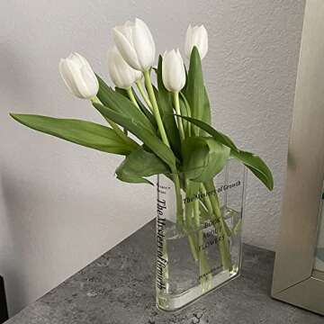 Puransen Clear Book Flowers Vase - Cute Bookshelf Decor; Unique Vase for Book Lovers, Artistic and Cultural Flavor Acrylic Vases for Home Office Decor, A Book About Flowers (Clear - B)