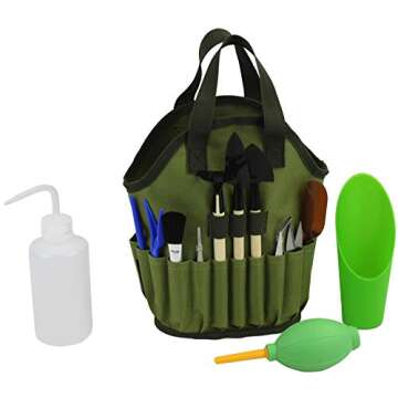 Succulent Kit Organizer Bag Gardening Tool Set | Terrarium Supplies Mini Succulent Garden Tool Kit | Heavy Duty Succulent Bonsai Planter Set Indoor Gardening | Fairy Zen Kit for Soil Fertilizer Seeds