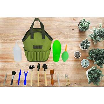 Succulent Kit Organizer Bag Gardening Tool Set | Terrarium Supplies Mini Succulent Garden Tool Kit | Heavy Duty Succulent Bonsai Planter Set Indoor Gardening | Fairy Zen Kit for Soil Fertilizer Seeds