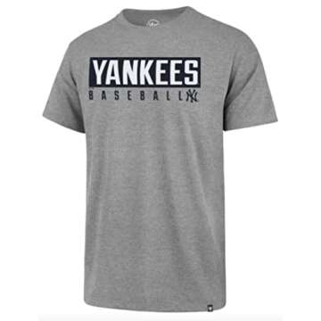 MLB Men's Dub Major Super Rival Team Color Primary Logo Word Mark T-Shirt (New York Yankees Gray, Large)