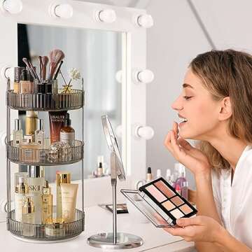 360° Rotating Makeup Organizer with High Capacity