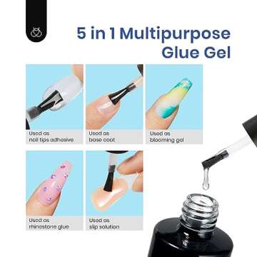 Beetles Gel Nail Kit Almond-500Pcs Gel Nail Kit Easy Nail Extension Set Short Almond Shape 5 In 1 Nail Glue Gel Extension Nail Kit Uv Led Lamp Acrylic False Nail Tips Kit DIY Nails Art Gifts for Women