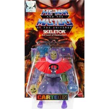 Masters of Universe Origins Action Figure Invisible Skeletor Cartoon Collection, 5.5-inch 1980s TV Villain, Detailed Clear Design & Alt Face Plate