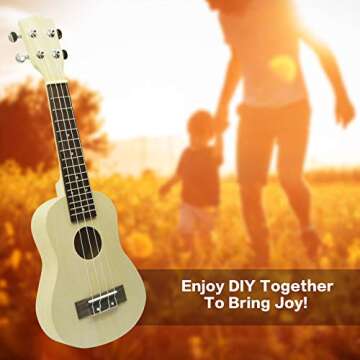 DIY Ukulele Kit Build Your Own Soprano Ukulele Kit Handmade 21 Inch Hawaii Ukulele DIY Kit for Boys Girls Kids Teens Adults Beginners Amateur School Project Art Project