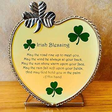 Irish Blessings Candle Holder - May The Road Rise up to Meet You Poem - Heart Shaped Tea Light Candle Holder - Shamrocks - St Patrick's Day Decoration - Irish Gifts - Irish Decor