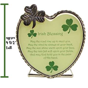 Irish Blessings Candle Holder - May The Road Rise up to Meet You Poem - Heart Shaped Tea Light Candle Holder - Shamrocks - St Patrick's Day Decoration - Irish Gifts - Irish Decor