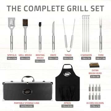 Kaluns BBQ Accessories Set - Heavy Duty Grill Tools for Men