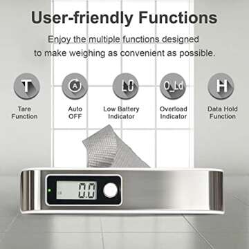 travel inspira Luggage Scale,Digital Luggage Scales,Baggage Scale with Overweight Alert LCD Display 110LB / 50KG, Stainless Steel (White)