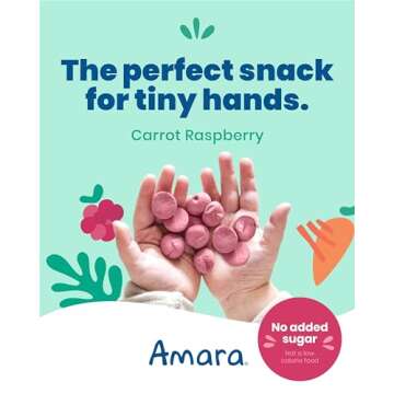 Amara Smoothie Melts - Carrot Raspberry - Baby Snacks Made With Fruits and Vegetables - Healthy Toddler Snacks For Your Kids Lunch Box - Organic Plant Based Yogurt Melts - 6 Resealable Bags