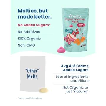 Amara Smoothie Melts - Carrot Raspberry - Baby Snacks Made With Fruits and Vegetables - Healthy Toddler Snacks For Your Kids Lunch Box - Organic Plant Based Yogurt Melts - 6 Resealable Bags