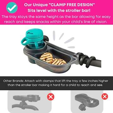 Universal Stroller Snack Tray | Stroller Cup Holder | Silicone Flexible Arms Grip Stroller Bar Stays in Place | Stroller Tray Attachment with Cups Holder for Baby Toddler | Stroller Accessories…