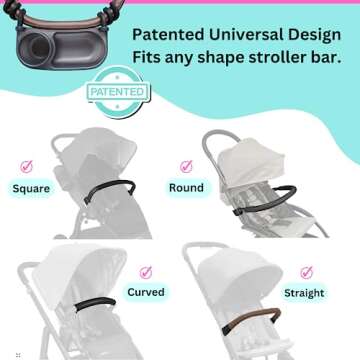 Universal Stroller Snack Tray | Stroller Cup Holder | Silicone Flexible Arms Grip Stroller Bar Stays in Place | Stroller Tray Attachment with Cups Holder for Baby Toddler | Stroller Accessories…