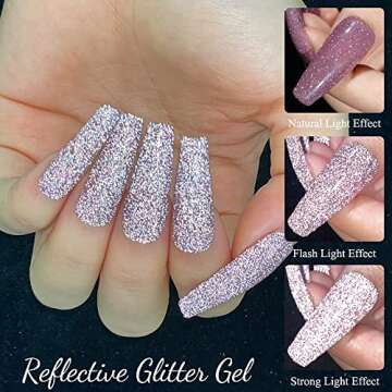 MIZHSE Reflective Glitter Gel Nail Polish, Shimmery Gel Polish Set 10ml Sparkly Shiny Gel Soak Off UV LED Nail Art Varnish Manicure Kit DIY at Home