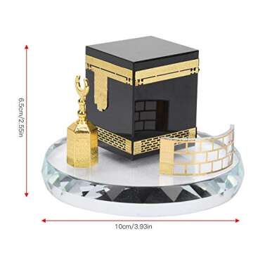 Muslim Crystal Gilded Kaaba Clock Tower Miniature Model Showpiece Muslim Crystal Gilded kaaba Model Kits Islamic Architecture Handicraft Home Vehicle Decor Islamic Building Gift