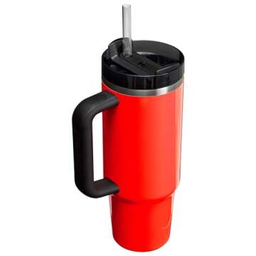 Stanley Quencher H2.0 Tumbler with Straw 40 oz | Flowstate 3-Position Lid | Cup Holder Compatible for Travel | Insulated Stainless Steel Cup | BPA-Free | Neon Orange