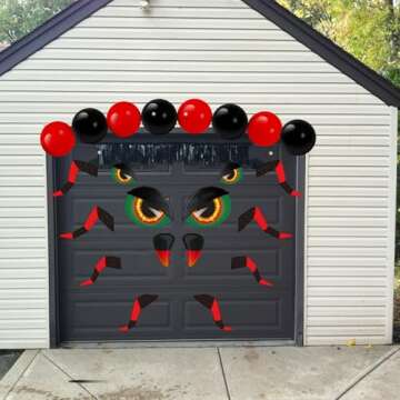 Halloween Trunk or Treat Car Decorations Kit - Spider Design - Halloween Monster Face Decorations, Archway Garage Door Stickers, Party Supplies for Halloween Outdoor Decor