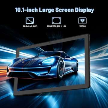 Jeazans Lastest 2024 Android Tablet, 10.1 inch Tablets with 1280 * 800 IPS HD Touchscreen, Octa-Core Processor, 8GB RAM 64GB ROM, 1TB TF Card Expandable, Widevine L1, Face ID, Wi-Fi 6, Fast Charging