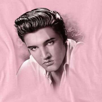 Popfunk Elvis Presley King of Rock and Roll Music The Stare T-Shirt & Stickers - (Medium), Pink