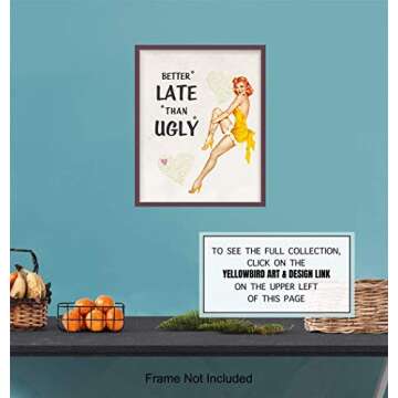 Funny Vintage 1950s Pinup Girl Bathroom Home Decor Print - 8x10 Retro Wall Art Decoration for Bath, Bedroom - Cute Unique Gift for Women, Woman, Her or Girls - Unframed