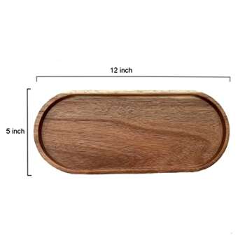 12inch Wooden Vanity Bathroom Trays, Farmhouse Wood Perfume Tray Home Rustic Decor Plate, Kitchen Counter Top Storage, Rectangular Sink Organizer Tray for Soap Bottle