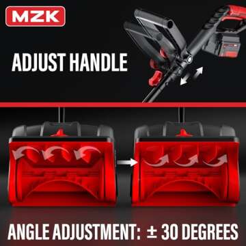 MZK 20V 13-Inch Cordless Electric Snow Shovel with Directional Plate - Battery Powered Snow Thrower & Adjustable Front Handle,Power Snow Shovel for Driveway (4-Ah Battery & Quick Charger Included)