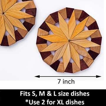 Natural Wood Trivets Set - Sturdy 7-inch Hot Pads