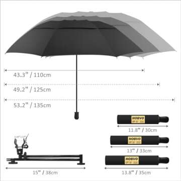 HOBVO UPF 50+ Golf Umbrella with Adjustable Clamp