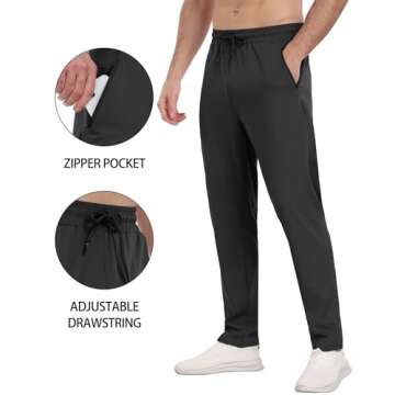 PARISDIARY 3 Pack Mens Athletic Sweatpants with Zipper Pockets,Workout Gym Joggers Pants for Men Running Jogging Pants-3Black-S