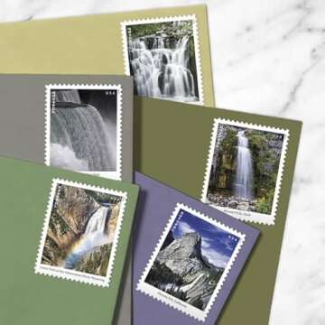 USPS Waterfalls (Sheet of 12) Forever Postage Stamps US Postal First Class Nature Rock River Park Party Announcement Celebration Anniversary Wedding 2023 Scott #5800