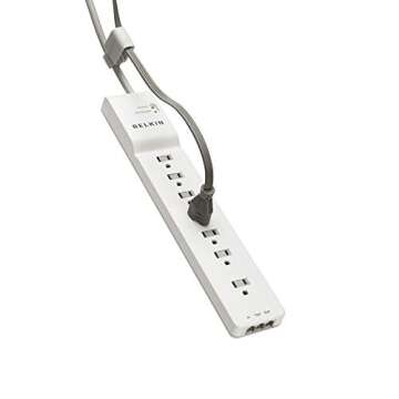 Belkin Power Strip, Belkin Surge Protector with 7 AC Multiple Outlets, 6 ft Long Heavy Duty Extension Cord for Home, Office, Travel, Laptop, Computer Desktop & Phone Charger - White (2320 Joules), 6'