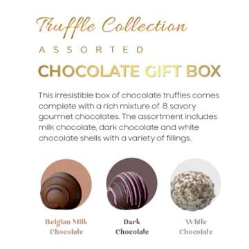 CRAVINGS BY ZOE Chocolate Truffle Gift Box | 8 Count | Assorted Gourmet Milk & Dark Chocolate Candy Food Gift Basket Christmas, Birthday, Get Well, Holiday, Thank You Men Women Mom Dad Family Him Her