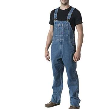 Walls mens Big Smith Stonewashed Bib overalls and coveralls workwear apparel, Stone Washed, 32W x 30L US