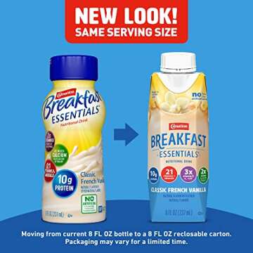 Carnation Breakfast Essentials Ready-to-Drink, Classic French Vanilla, 8 FL OZ Carton (Pack of 24)