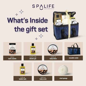 SpaLife Men's Sandalwood Luxury Spa Skincare Set - Complete Care Kit for Rugged Revitalization, Exfoliating Scrub - Bath and Body Collection for Cleansing, Moisturizing, and Rejuvenation