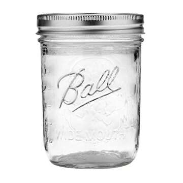 Ball Wide Mouth Pint 16-Ounce Glass Mason Jar Set - 12 Count with Lids