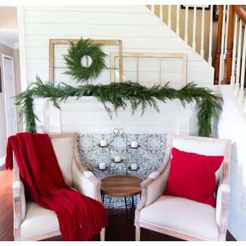 Vita Domi 72" Faux Cedar Garland Realistic, Extra Full Cedar Christmas Garland for Mantle, Norfolk Pine Garland for Stairs, Garlands for Decoration Christmas, Cedar Garland Artificial Realistic