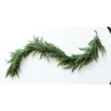 Vita Domi 72" Faux Cedar Garland Realistic, Extra Full Cedar Christmas Garland for Mantle, Norfolk Pine Garland for Stairs, Garlands for Decoration Christmas, Cedar Garland Artificial Realistic